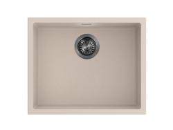 Pure.Sink Eternal Chiuvetă Quartz Beige 50x40 cm, pentru montare sub blat și pe blat, cu dop automat de culoare gri metalizat