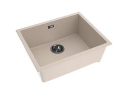 Pure.Sink Eternal Chiuvetă Quartz Beige 50x40 cm, pentru montare sub blat și pe blat, cu dop automat de culoare gri metalizat