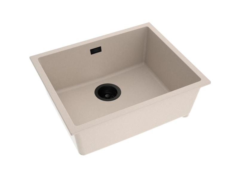 Pure.Sink Eternal Chiuvetă Quartz Beige 50x40 cm, pentru montare sub blat și pe blat, cu dop automat negru