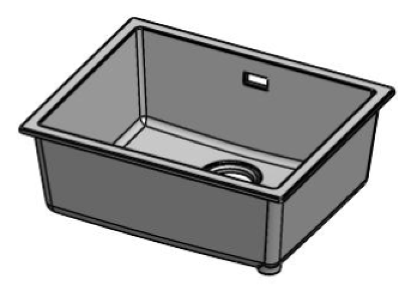 Pure.Sink Eternal Chiuvetă albă din cuarț, 50 x 40 cm, pentru montare la nivel sau sub blat, cu dop de culoare gri metalizat