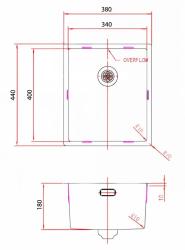 Pure.Sink Comfort Chiuvetă PVD aurie 34x40 cm, pentru montare sub blat, la nivel cu blatul și deasupra blatului PCM3440-60