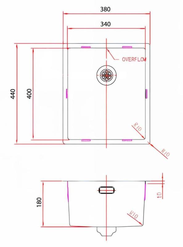 Pure.Sink Comfort Chiuvetă din cupru cu acoperire PVD, 34 x 40 cm, pentru montare sub blat, la nivel sau la suprafață, PCM3440-62