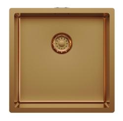 Pure.Sink Comfort Chiuvetă din cupru cu acoperire PVD, 40 x 40 cm, rază de 10 mm, pentru montare sub blat, la nivel cu blatul și deasupra blatului PCM4040-62