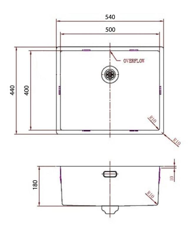 Pure.Sink Comfort Chiuvetă PVD Gun Metal 50x40 cm, rază de 10 mm, pentru montare sub blat, la nivel cu blatul și la suprafață PCM5040-61