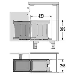 Hailo Solo incastrabilă coș de gunoi, începând de la dimensiunea dulapului de 40 cm 2325.