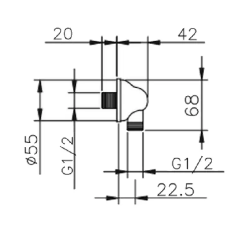 Huber Croisette Conector de racord cromat pentru furtun de duș 67.02H.CR.
