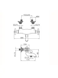 Huber Croisette Robinet termostat pentru cadă Crom CST2701021