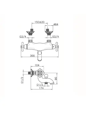 Huber Croisette Robinet termostat pentru cadă Crom CST2701021