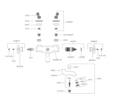 Huber Croisette Robinet termostat pentru cadă Crom CST2701021