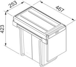 Franke Cube 30 sistem de gunoi încorporat, coș de gunoi de bucătărie cu operare manuală 2 x 15L 134.0039.553