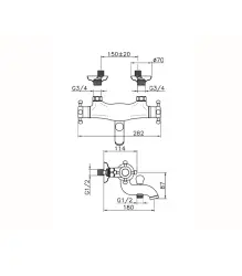 Robinetterie pour baignoire thermostatique Huber Victorian en chrome VTT2701021