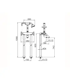 Robineta termostatică de baie Huber Victorian cu suport de duș cromat VTT3901021
