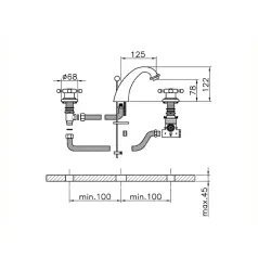 Huber Victorian 3 găuri Robinet termostatic pentru chiuvetă Crom VTT71010