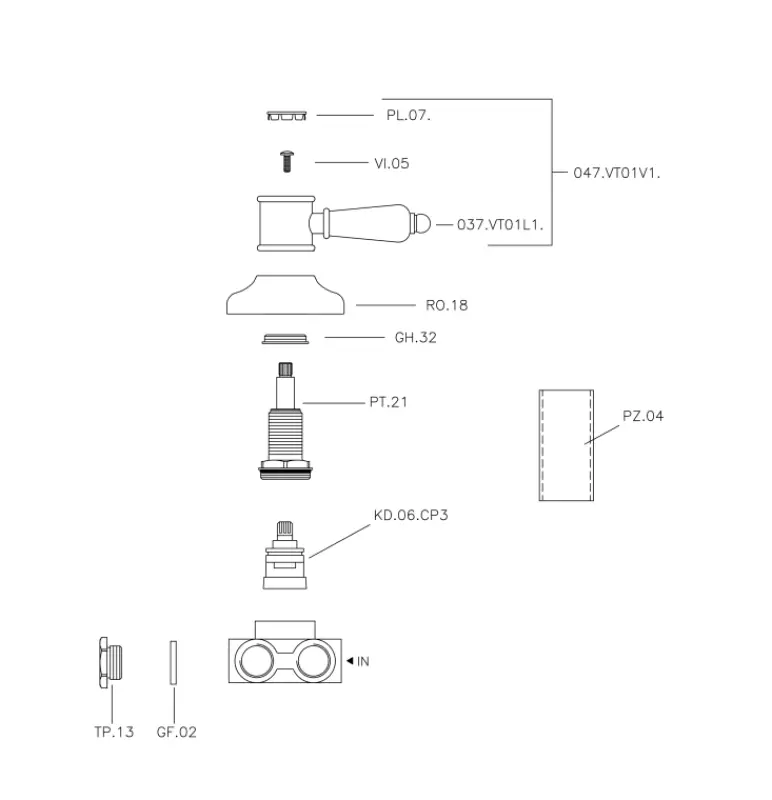 Huber Victorian 3 cale Schimbător Crom VT00027021