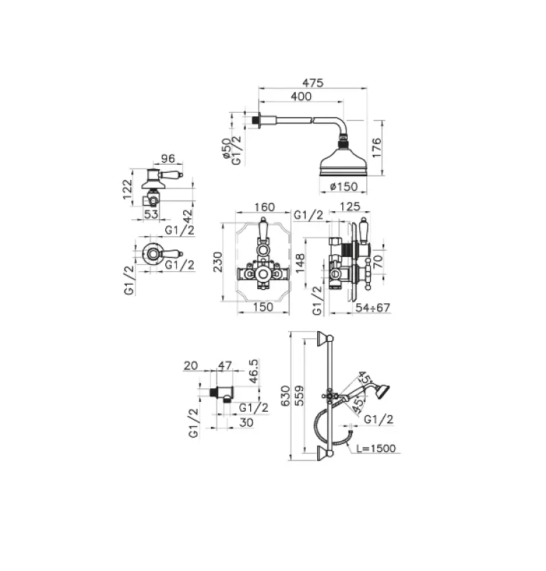 Huber Victorian Termostatul pentru Duș Încorporat, Crom 912.VT01H.CR