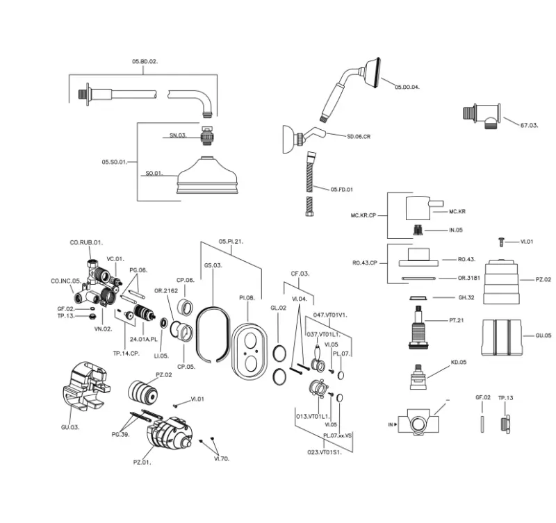 Huber Victorian Set de duș termostatic încorporat crom 913.VT01H.CR.