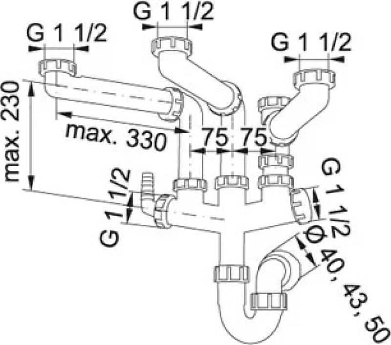 Franke Spazio 3 este sifon de bucătărie cu economie de spațiu pentru 3 chiuvete 6213