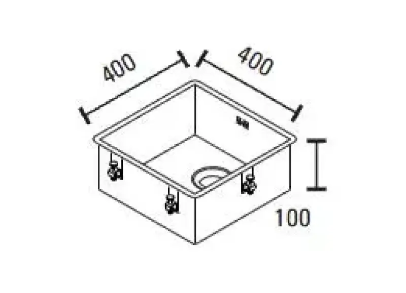 ABK Baronga chiuvetă de mică adâncime  pentru persoane cu dizabilități 10 cm din oțel inoxidabil 40x40 cm Montaj încastrat sub blat și la suprafață BAR4010FVI
