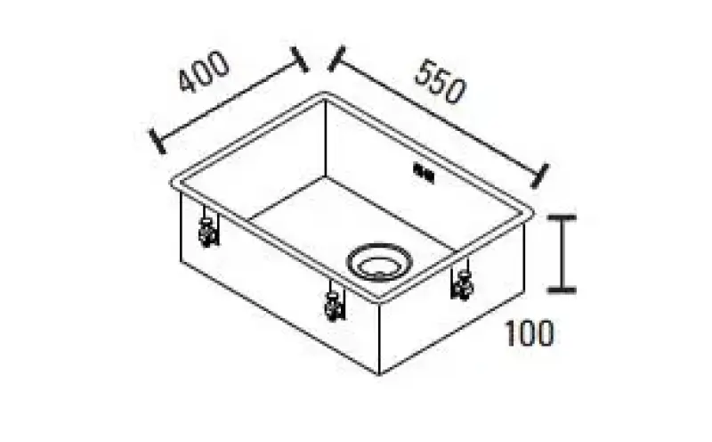 ABK Baronga chiuvetă mare din oțel inoxidabil extra joasă pentru persoane cu dizabilități adâncime 10cm 55x40cm montaj la nivel sub blat și la suprafață BAR5510FVI