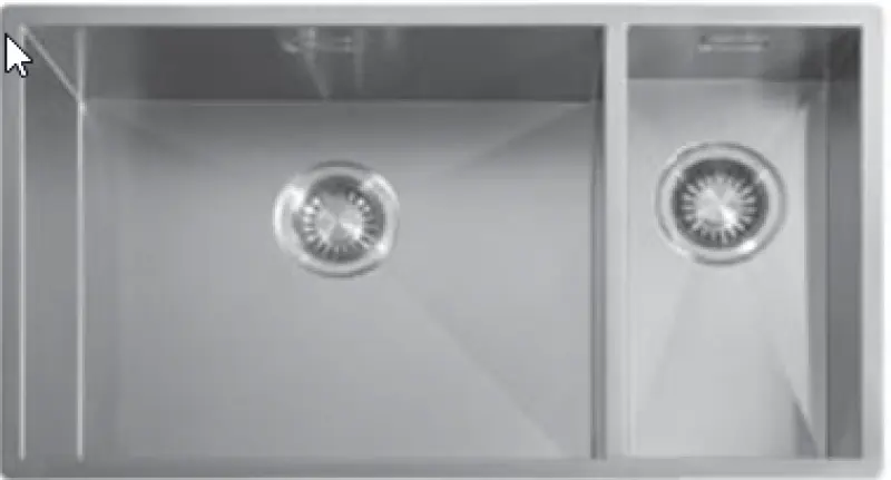 ABK Baronga chiuvetă mare din oțel inoxidabil cu 1,5 cuve  50x40+20x40 cm montaj la nivel sub blat și la suprafață BAR5020FVI