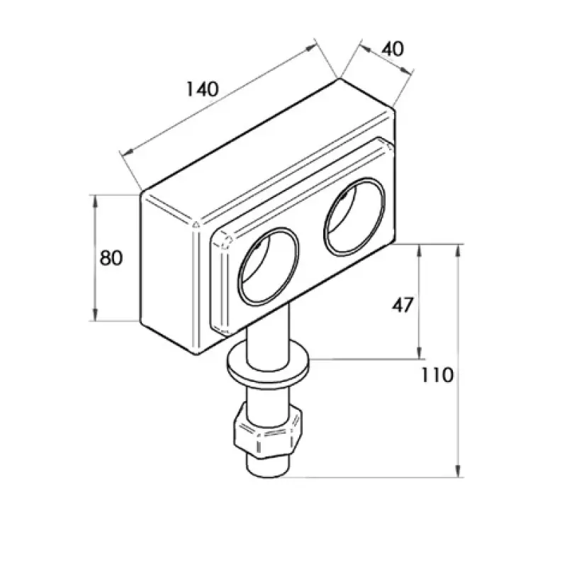 Priza pentru insula de gătit cu 2 prize cu împământare.