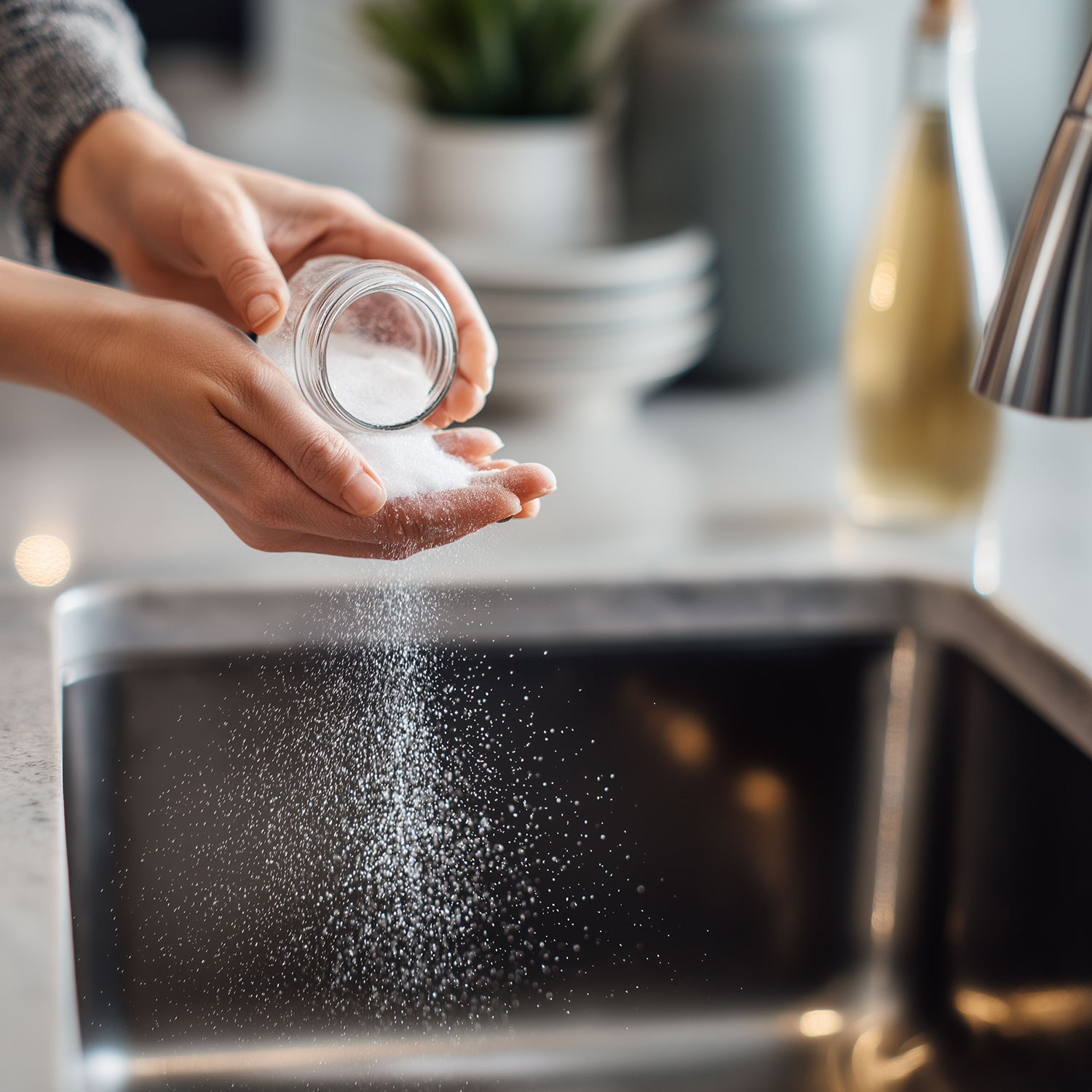 Puterea bicarbonatului de sodiu și a oțetului: un truc simplu pentru curățarea chiuvetei